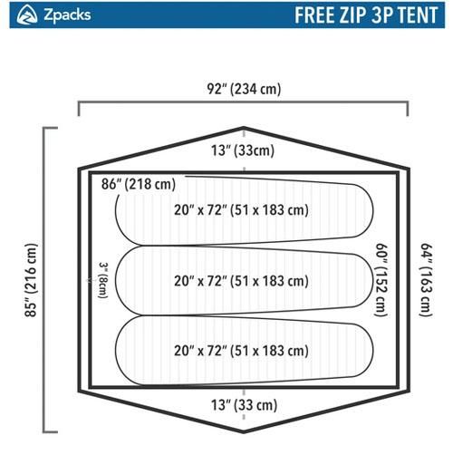 Made in USA◇Zpacks「Free Zip 3P Freestanding Tent / 3人用テント