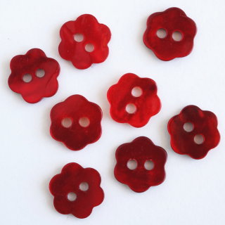 10mm　お花の貝ボタン　赤