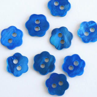 10mm　お花の貝ボタン　ブルー