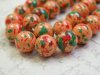 Japan Vintage Coral Splatter Lucite Beads 7mm