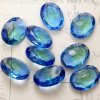 W.Germany Vintage Glass Two Toned Stone Blue/Green 18×13mm