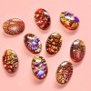 W.Germany Vintage Fire Opal Glass Pointed Back Stone Oval Ruby 18/13mm