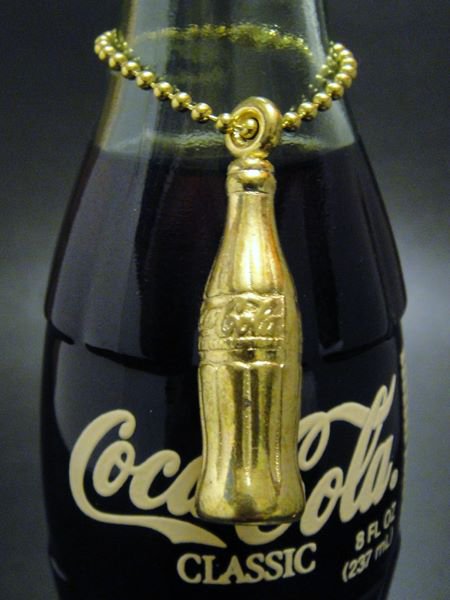 80'sコカ・コーラcoca cola・ゴールドボトル・チェーンキーホルダー