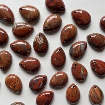天然石ルース】レッドジャスパーB(模様多め)/穴あき/25×18mm雫-Nomad