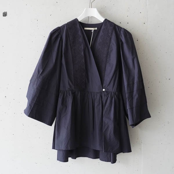 ne Quittez pas (ヌキテパ) cotton voile stripe gather blouse | La Barba 通販