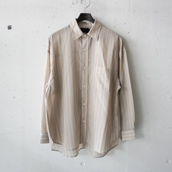 SLICK (スリック)　Sheer Stripe Oversized Shirt - BEIGE