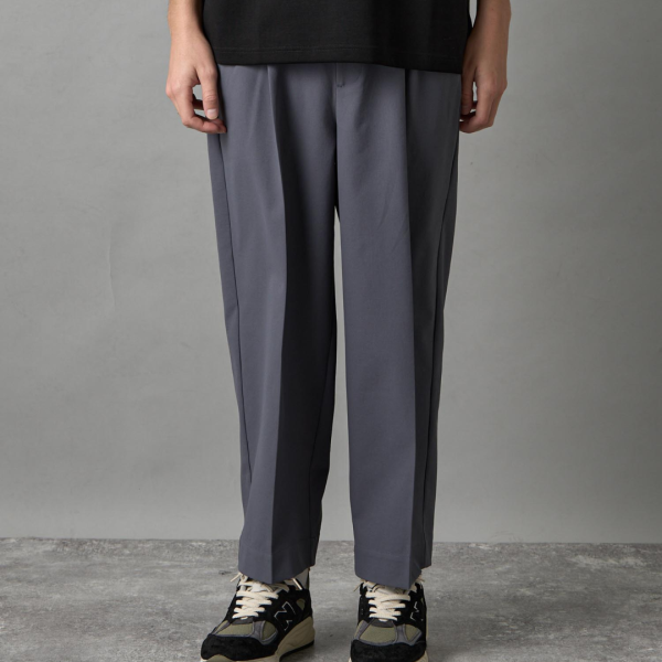 SLICK (å) Tech Twill Two Tuck Wide Slacks BLUE GREY