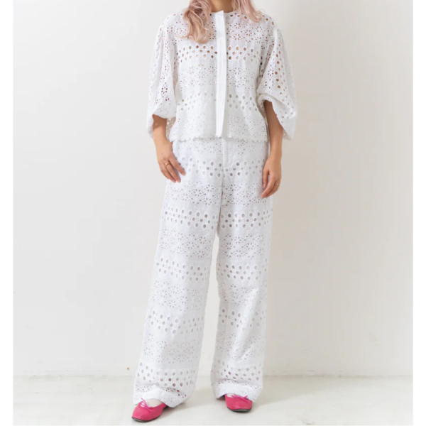 ne Quittez pas (ヌキテパ) Border Hemla Gather Pants - BLACK
