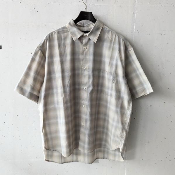 SLICK (å) Ombre Check Regular Shirt - GRAY BEIGE