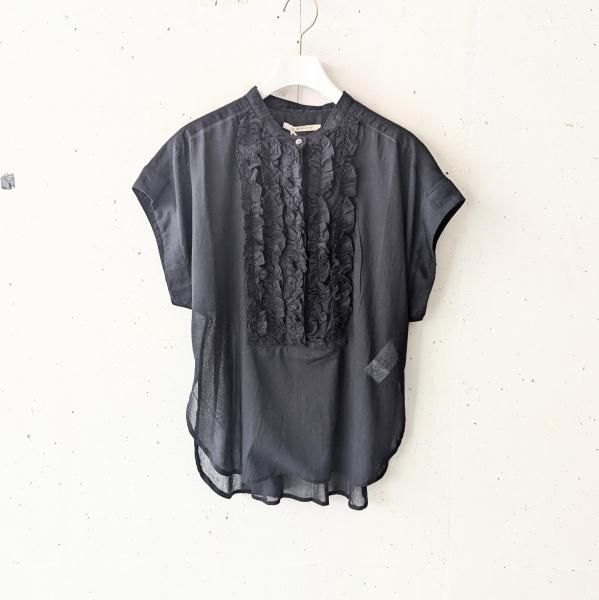 ne Quittez pas (̥ƥ) Cotton Voile Frill Blouse - BLACK