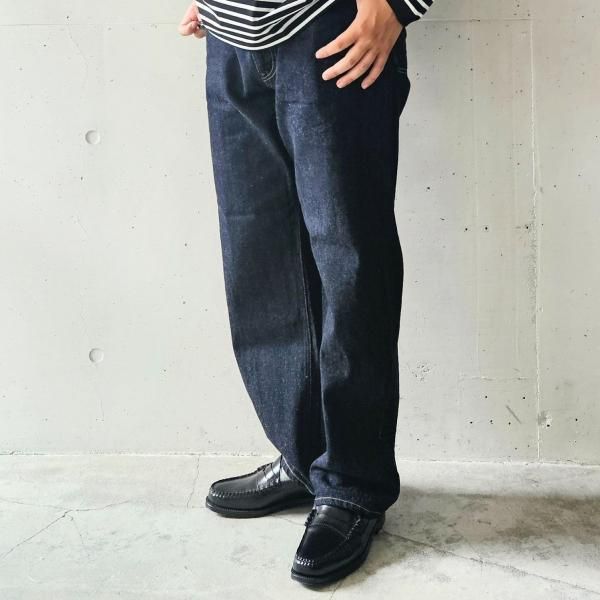 Still By Hand スティルバイハンド ワイドテーパード デニムパンツ STILL BY HAND (スティルバイハンド) 中太テーパードデニム - NAVY