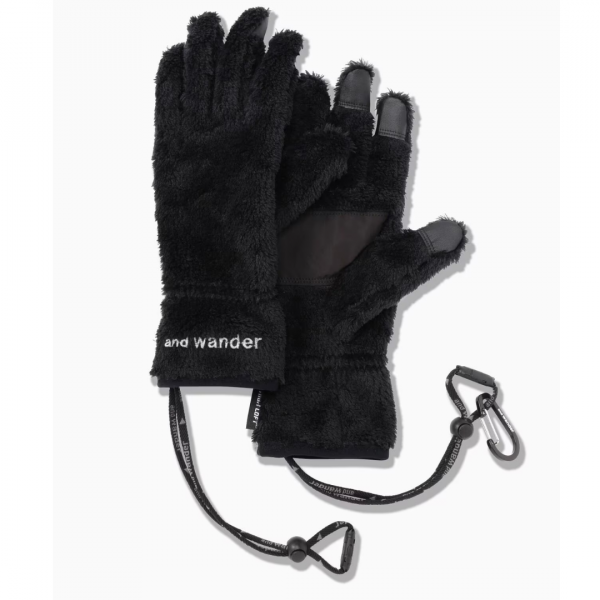 and wander(ɥ) high loft fleece glove - BLACK