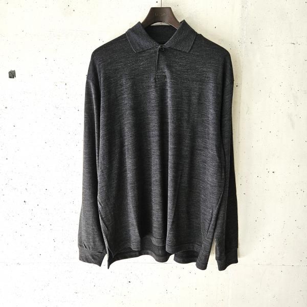 marka (ޡ) SP120's WOOL COTTON KNIT 1B POLO - Top Charcoal