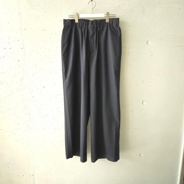 marka (ޡ) 2/72 WASHER WOOL TROPICAL WIDE LEG EASY PANTS - chambray black