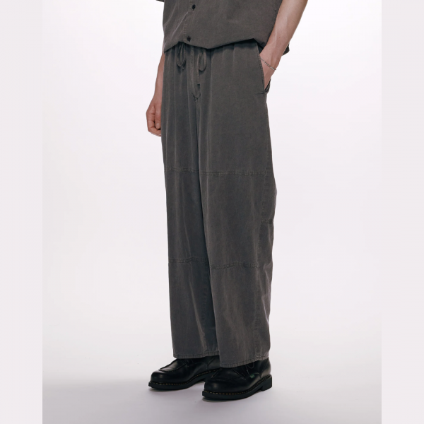 marka (ޡ) 50/1 ORGANIC COTTON HIGH TWIST POPLIN KNEE SWITCH EASY PANTS - pigment black