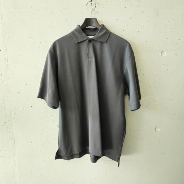 marka (ޡ) 40//1 ORGANIC COTTON HIGH TWISTED PIQUE ONE BUTTON POLO S/S TEE - M.grey