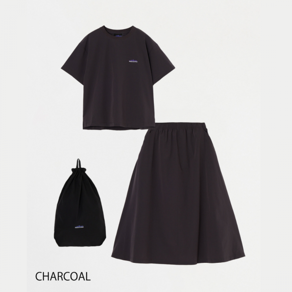 THOUSAND MILE (ɥޥ) SHORT SLEEVE T-SHIRT & SKIRT SET (2025) - CHARCOAL