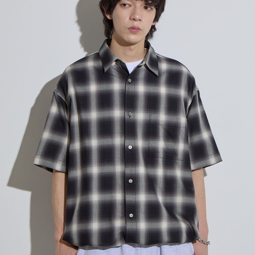 <img class='new_mark_img1' src='https://img.shop-pro.jp/img/new/icons10.gif' style='border:none;display:inline;margin:0px;padding:0px;width:auto;' />SLICK (å) Ombre Check Drawstring Shirt - BLACK