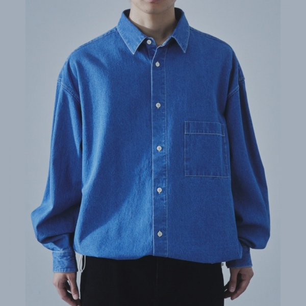 SLICK (å) 9oz Denim Drawstring Regular Shirt - BLUE (֥꡼)