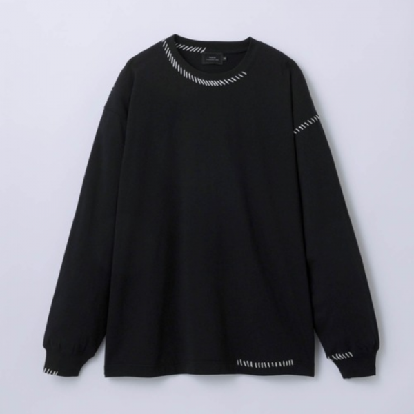 SLICK (å) 30/2 Compact Yarn Embroidery T-Shirt - BLACK