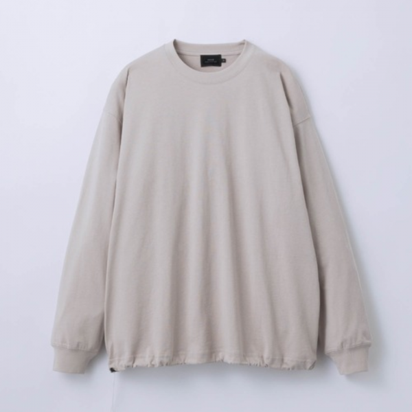SLICK (å) 30/2 Compact Yarn Drawstring T-Shirt - GREY BEIGE