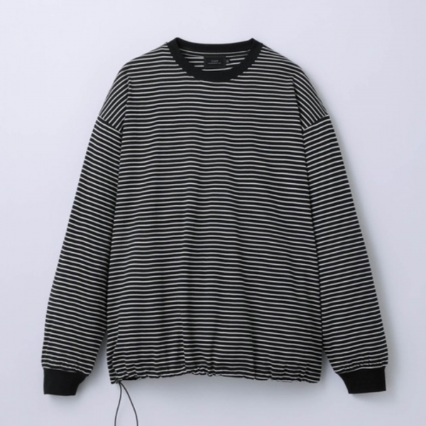 SLICK (å) 30/2 Micro Border Drawstring T-Shirt - BLACK