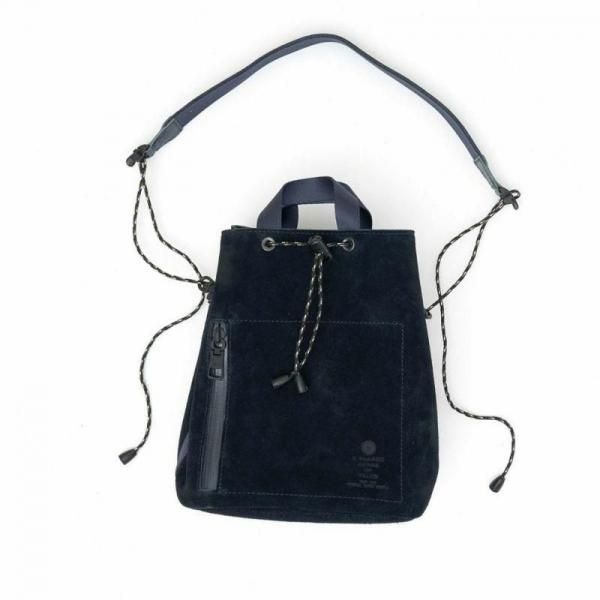 AS2OV (å) WATER PROOF SUEDE DRAWSTRING BAG - NAVY