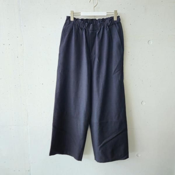 marka (ޡ) Tumbled Wool Serge Wide Leg Easy Pants - chambray black