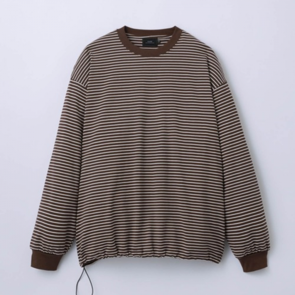 SLICK (å) 30/2 Micro Border Drawstring T-Shirt - BROWN