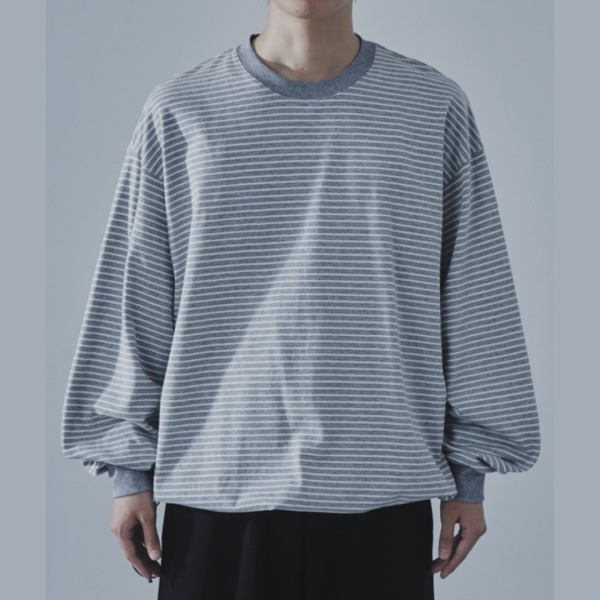 SLICK (å) 30/2 Micro Border Drawstring T-Shirt - HEATHER GREY
