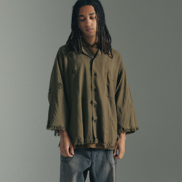 ARMY TWILL (ߡĥ) Damage Soft Twill Shirt - KHAKI