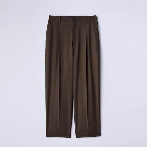 SLICK (å) T/R Gabardine Stretch One Tuck Tapered Pants - BROWN