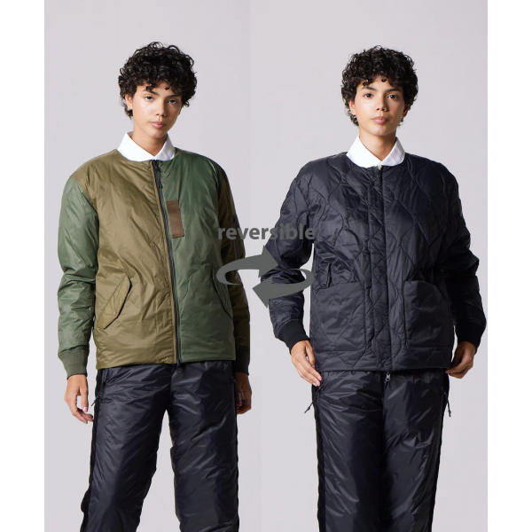 <img class='new_mark_img1' src='https://img.shop-pro.jp/img/new/icons10.gif' style='border:none;display:inline;margin:0px;padding:0px;width:auto;' />TAION(タイオン) ジャパンスペシャル リバーシブル MA-1 ダウンジャケット - CRAZY OLIVE × BLACK