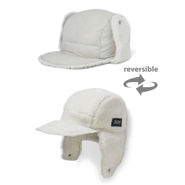 <img class='new_mark_img1' src='https://img.shop-pro.jp/img/new/icons10.gif' style='border:none;display:inline;margin:0px;padding:0px;width:auto;' />TAION(タイオン) マウンテン リバーシブル ダウン×ボア ウォームキャップ - ICE GREY × IVORY