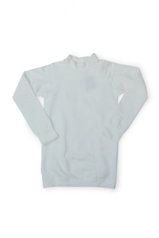 LOCALINA-MERIYASU- / L/S hi neck - white