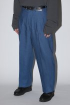 Gorsch the seamster  / High Waist Two in Tacks Linen Trousers - blue