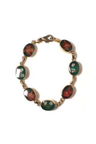 GUSTAVO / Flower Chain Bracelet / GOLD - green