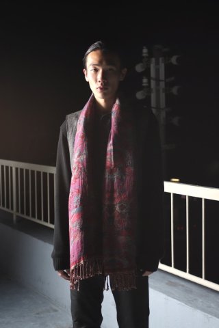 Jacquard stole - flower red