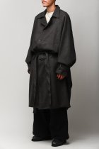 Badhiya / BELTED COAT - wool tweed - black