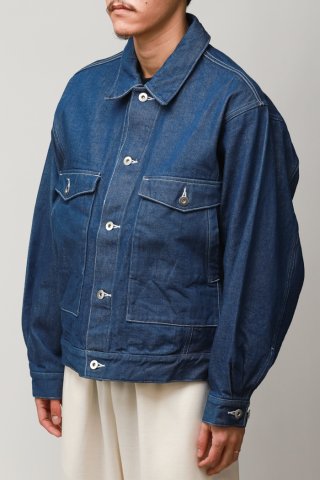 superNova. / Dolman work jacket - Washed denim - indigo