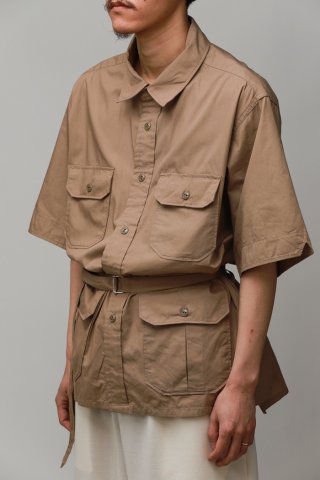 Engineered Garments / S/S Bush Shirts - Pima Cotton Broadcloth - khaki
