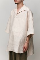 Gorsch / Cambric Linen Italian Collar Short Sleeve Pullover Shirt - blur coral