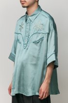 TUITACI / HEAVY SATIN H/S WESTERN SHIRTS - turquoise
