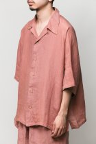 Badhiya / Open collar ss shirts -linen- pink