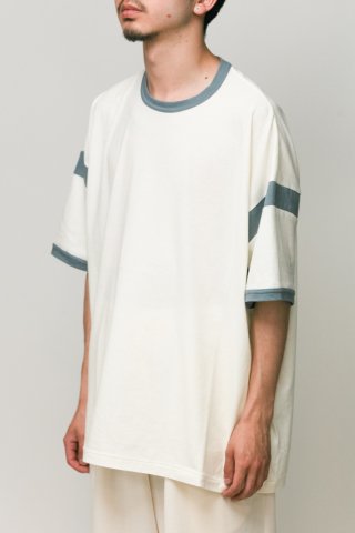 ANDER / 2TONE BOX TEE - old white/blue grey
