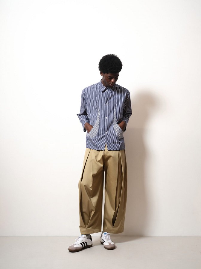 SAGE NATION BOX PLEAT TROUSER black M - スラックス