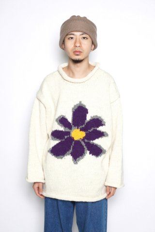 MacMahon Knitting Mills / All Roll Knit-Flower/WHITE -purple