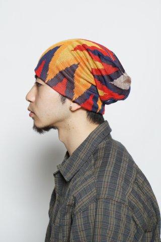 Engineered Garments / Beanie - Ikat Knit - red/navy