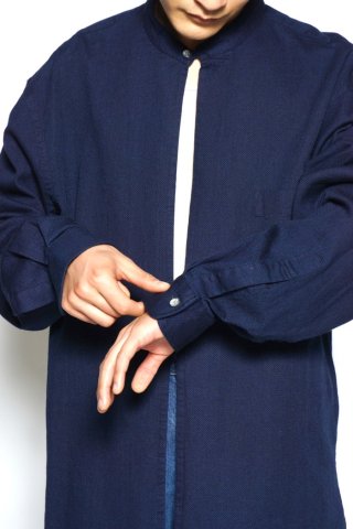Marvine Pontiak Shirt Makers / Stand Collar SH - indigo dobby