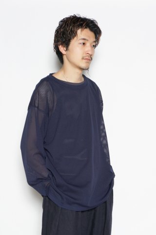 South2West8 / S.S. Crew Neck Shirt - Knit Mesh - navy